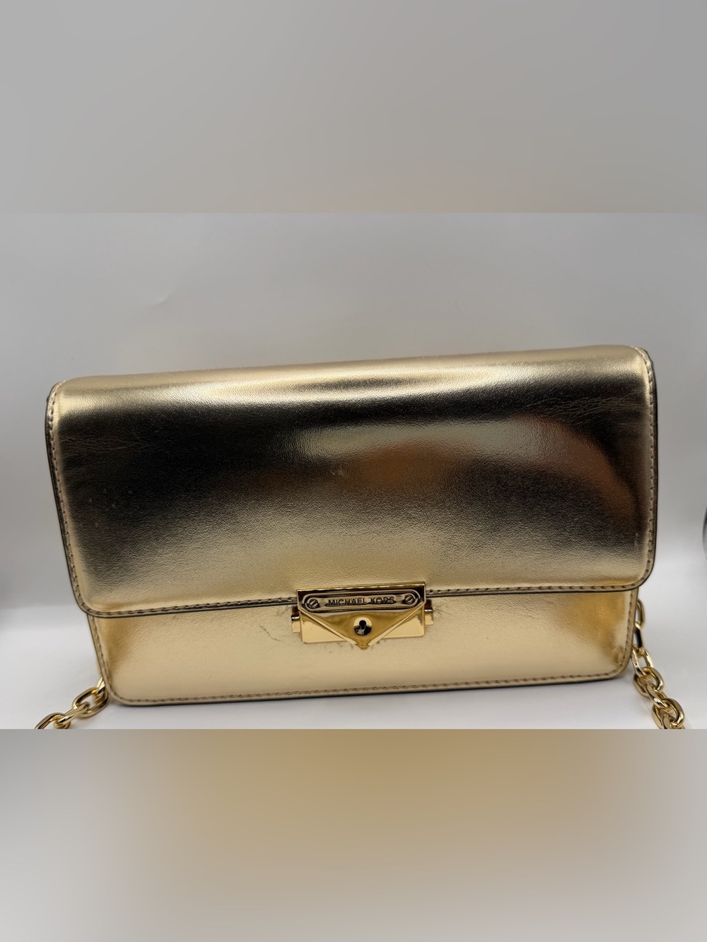 Michael Kors Shiny Gold Metallic Clutch